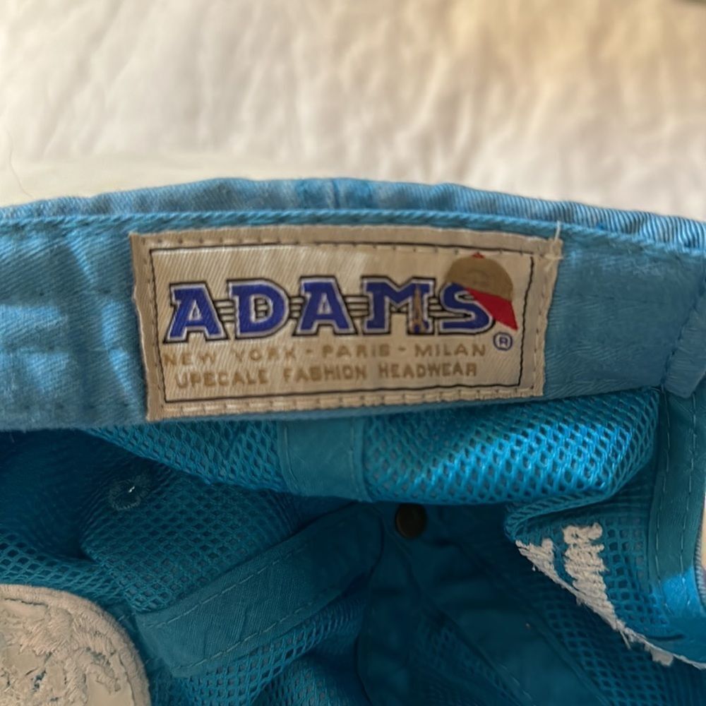 ADAMS OS Vintage Wash Sky Blue White Embroidered LOVE YOU BEACH Cotton Cap - Picture 9 of 10